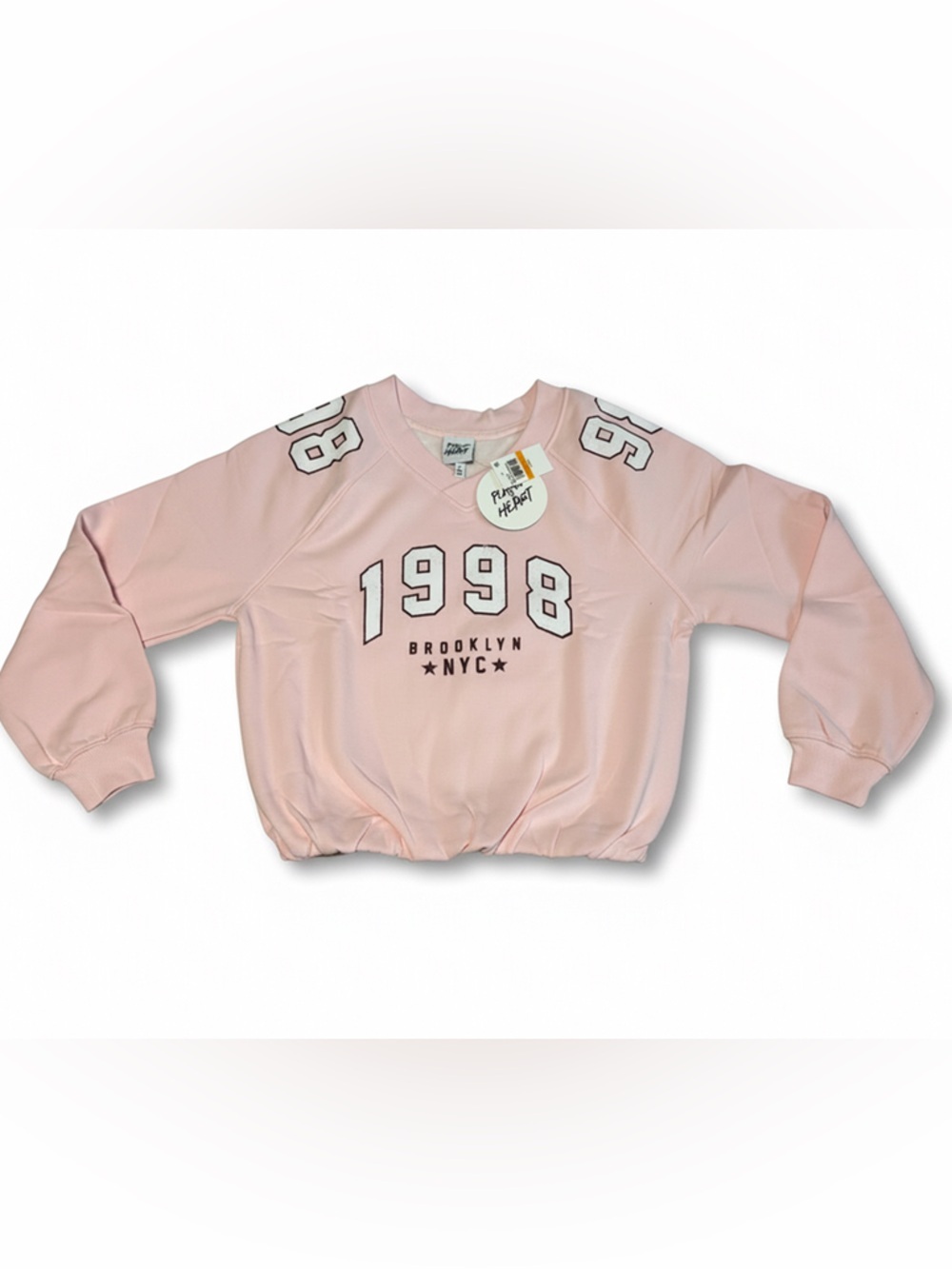 Planet gold- Pink '1998 Brooklyn NYC' Pullover Sweatshirt Y2K Size S - Picture 2 of 7